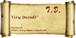 Tiry Dezső névjegykártya